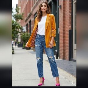 Skies Are Blue Mustard Velvet Blazer